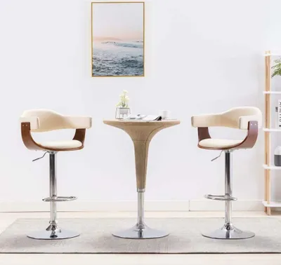 Produktbild von The Living Store Barhocker 2 Stk. Creme Bugholz und Kunstleder