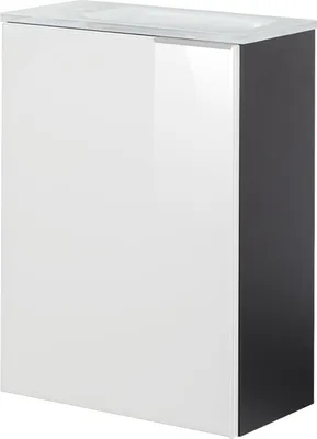 Produktbild von Fackelmann KARA Gäste WC Set 3-teilig 45 cm, Weiß/Anthrazit, links, Glas Weiß