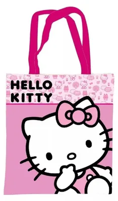 Zdjęcie produktu dla Różowa torba materiałowa Hello Kitty, torba na zakupy 44 cm