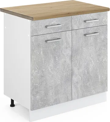 Produktbild von Küchenunterschrank Vicco R-Line Beton 80 cm , AP Eiche, Model 46455