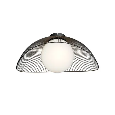Produktbild von Lindby Deckenlampe Fabronia, schwarz/weiß, Glas, Kugel, E27