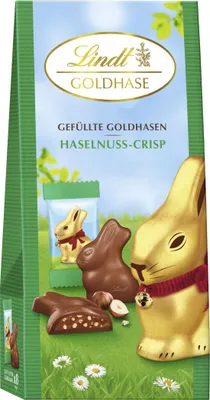 Produktbild von Lindt Goldhase 2D kleine Haselnuss Crisp gefüllte Osterhasen 80g