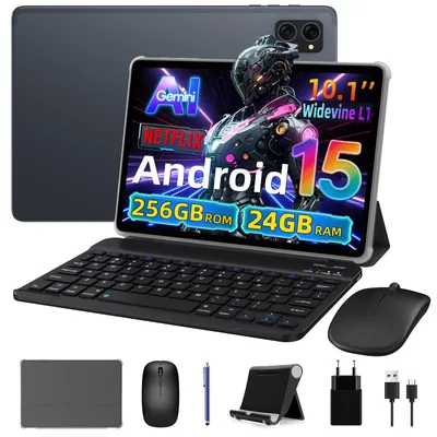 Zdjęcie produktu dla Tablet VekfulPC 10 Zoll Set, 24(8+16)GB RAM+256GB ROM (2TB TF), Android 15/5000mAh/Widevine L1/5G WiFi/Face ID, Grau