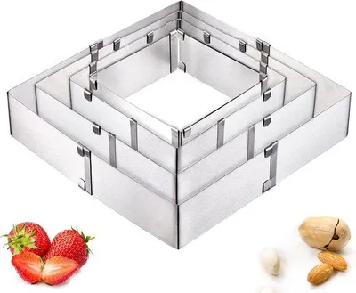Image de Moules à gâteaux carrés en acier inoxydable de 15 à 28 cm pour gâteaux d'anniversaire
