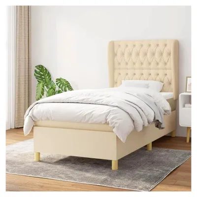 Produktbild von Boxspringbett mit Matratze Creme 100x200 cm Stoff