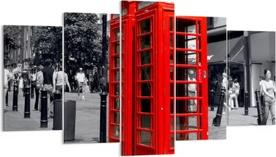 Produktbild von Bild auf Leinwand - Leinwandbild - Großbritannien London Telefon Straße - 160x85cm - Wand Bild - Wanddeko - Leinwanddruck - Bilder - Kunstdruck - Leinwand bilder - Wandkunst - EA160x85-0364