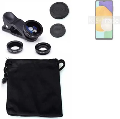 Produktbild von K-S-Trade Smartphone Kamera Linsen Set Kompatibel mit Samsung Galaxy A13 5G 3in1 Clip-On Kamera Adapter Macro Weitwinkel FishEye Fischauge Objektiv