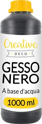 Immagine prodotto di Creative Deco 1L Nero Gesso Acrilico | Colori Acrilici | Preparazione alla Pittura | Primer Liquido | Copertura Perfetta | Consistenza Sottile