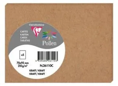 Produktbild von Clairefontaine Pollen Karten im Format 70x95 mm, 210g/m², kraft, 5 Stück
