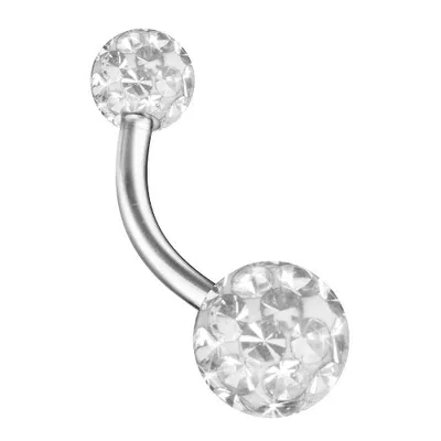 Produktbild von Taffstyle Bauchnabelpiercing Bauchnabelpiercing Banane Piercing Doppel Multi Epoxy Ferido Kristall Kugeln, Clear / 8mm