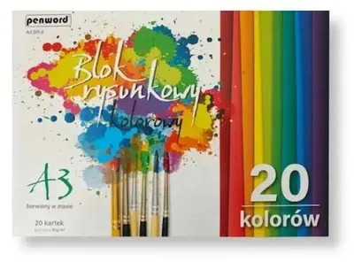 Zdjęcie produktu dla Blok rysunkowy A3 kolor 80g 20 kartek - Penword