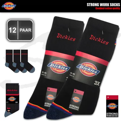 Produktbild von 12 Paar DICKIES® STRONG WORK SOCKS Herren Arbeitssocken Business Socken Strümpfe Größe 41-45