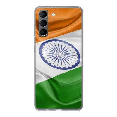 Produktbild von MuchoWow® Handyhülle Schutzhülle Hülle für Samsung Galaxy S21 Nahaufnahme der Flagge von Indien Silikon Softcase Handy Hülle - Softcase