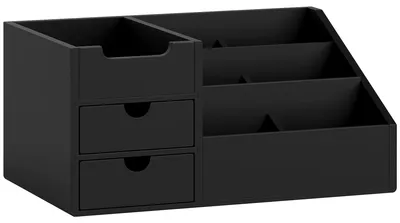 Produktbild von Schreibtischorganizer 2 Schubladen Aufbewahrungsbox Büro Box Organisation Schwarz 33 x 20,5 x 15,5 cm