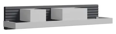 Zdjęcie produktu dla Półka ścienna burgbad Fiumo z metalową listwą, 60 cm, listwa i pojemniki w kolorze białym