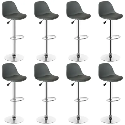 Produktbild von Barhocker Barstuhl 8er-Set höhenverstellbar Bistrohocker drehbar mit Rückenlehne und Fußstütze Dunkelgrau