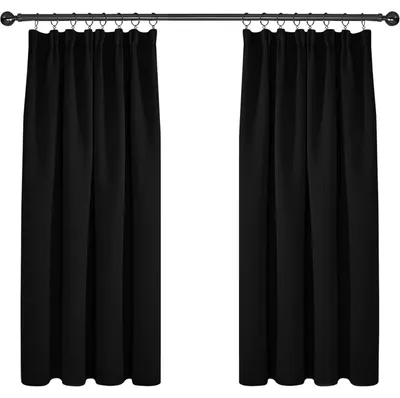 Produktbild von Verdunkelungsgardinen mit Kräuselband 138x117cm Schwarz 2er Set