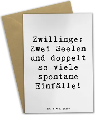 Produktbild von Mr. & Mrs. Panda valentinstagskarte Spruch Zwillinge Abenteuer - Weiß - Geschenk, dankeskarten, Horoskop, osterkarten, Tierkreiszeichen, weihnachtskarten, Sternzeichen