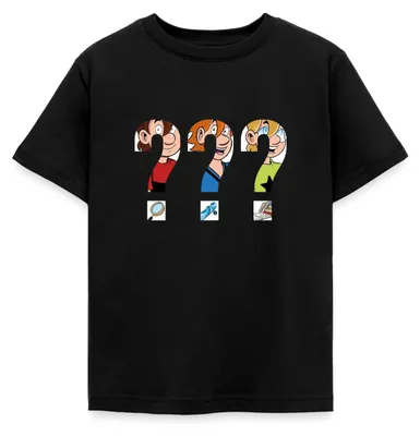 Produktbild von Spreadshirt Die Drei Fragezeichen Kids Silhouetten Kinder T-Shirt, 122/128 (7-8 Jahre), Schwarz
