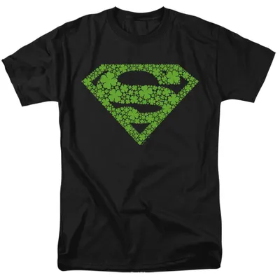 Produktbild von Superman - T-Shirt für Herren/Damen Uni, St Patricks-Tag TV36125 (L) (Schwarz)