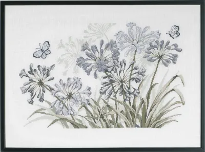 Immagine prodotto di Kit per ricamo a punto croce "Agapanthe grise" di Permin, dimensioni 58 x 42 cm