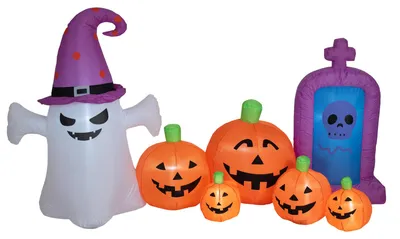 Productafbeelding van EUROPALMS Halloween opblaasfiguur: spook met pompoenen, 244 cm