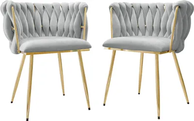 Produktbild von MIRJAN24 Polsterstuhl Muz DC-1142 (2er-Set), Metallfüße, Wohnzimmer Stühl-Set, Esszimmerstuhl (Farbe: 82-Grau)
