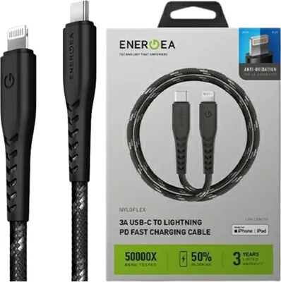 Zdjęcie produktu dla ENERGEA kabel Nyloflex USB-C - LightningC94 MFI 1.5m czarny/black