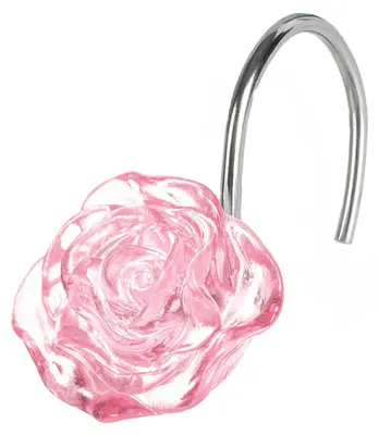 Image de Solidchoice - Ensemble de 12 crochets pour rideau de douche, modèle Roze Bloem