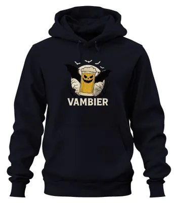 Produktbild von VAMBIER Halloween Bier Vampir Party  Retro Hoodie Kapuzenpullover, Navy, S