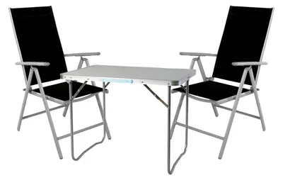 3-tlg. Campingmöbel Set Aluminium Tragegriff Campingtisch + 2 Klappstühle Textil