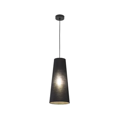 Produktbild von Hängeleuchte Metall Stoff Ø 20 cm H: max. 180 cm Schwarz E27 rund Modern Pendelleuchte