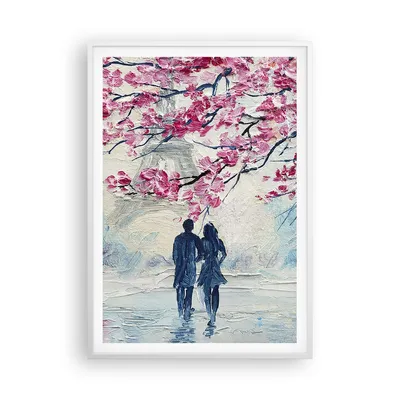 Produktbild von Gerahmtes Poster - Weißer Rahmen - Paar Paris Baum - 70x100 cm - Wand Bild - Wanddeko - Wandbilder - Kunstposter - Wandposter - Bilderrahmen - Bilder - Kunstdruck - Wandbild - P2WPA70x100-4211