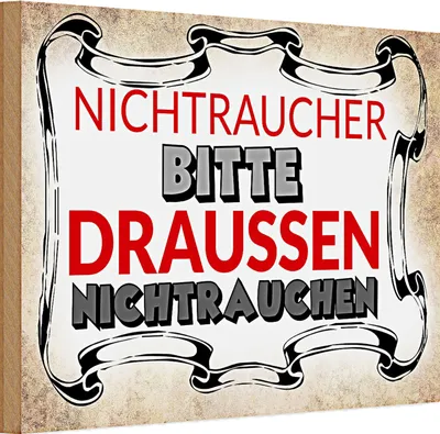 Produktbild von Holzschild Spruch 30x20cm Nichtraucher bitte draußen