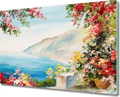 Produktbild von Coloray Hackbrett Kochplattenabdeckung Herdabdeckplatte 80x52 cm Schneidebrett Küchenbrett - Malerei Meer