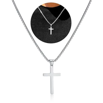 Produktbild von Halsketten, Kreuz Titanium Halskette, Deko-Anhänger Christi Himmelfahrt, Halsketten für Männer, Kettenlänge 60cm