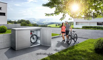Obrázok produktu pre Záhradná skrinka Biohort Highboard plechová 200x84x127 cm sivý kremeň metalická