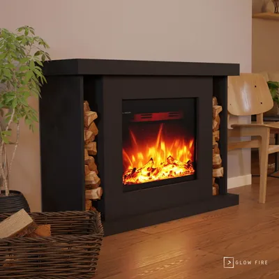 Produktbild von Glow Fire Elektrokamin 'Tarvos' | LED Standkamin in schwarz mit Heizung (1500 W) | HxBxT: 84x120x38 cm