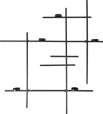 Produktbild von BELIANI Wand Kerzenhalter Schwarz aus Eisen Geometrisches Design 74 cm Modern Dekoration Wanddekoration Kerzenständer