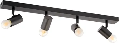 Obrázek produktu pro Stropní svítidlo LUMILED nastavitelné stropní svítidlo 4plamenný otočný reflektor, matná černá barva, 4x patice E27 max. 12W IP20 230V reflektor, kulaté reflektory