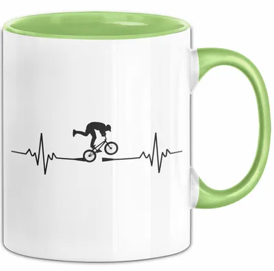 Produktbild von Fahrradfahren Tasse Geschenk Fahrradfahrer Herzschlag Biker Geschenkidee Lustig (Grün)