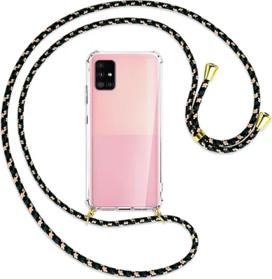 Produktbild von Handykette Backcover-Schutzhülle mit Band (Metall goldfarben) für Samsung Galaxy A51 5G (A516) - camouflage