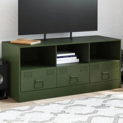 Image de Maison Exclusive - Meuble TV vert olive 99x39x44 cm acier