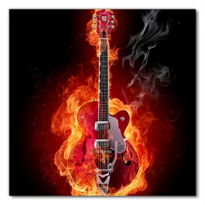 Produktbild von Wallario selbstklebende Möbelfolie/ Tischdecke für Innen und Außen, Größe: 100 x 100 cm - Brennende Gitarre