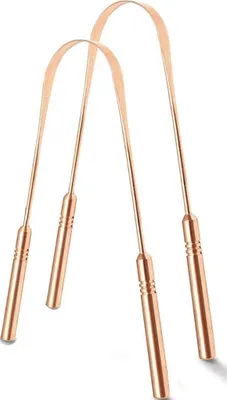 Produktbild von Zungenschaber-Reiniger (2er-Pack) - Reduziert Mundgeruch (medizinische Qualität), Zungenschaber-Reiniger - Kupfer-Zungenschaber für Erwachsene, Zungenschaber