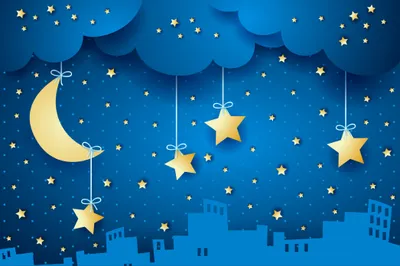 Produktbild von Muralo Fototapete Kinderzimmer 90 (B) x 60 (H) cm Vlies Tapete Wandtapeten Himmel Mond Sterne Kinderwelt Jugend moderne Wandbilder XXL Kinder Wand Dekoration