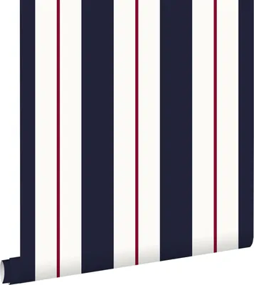 Produktbild von ESTAhome Tapete Streifen Blau und Rot - 136415 - 53 cm x 10,05 m