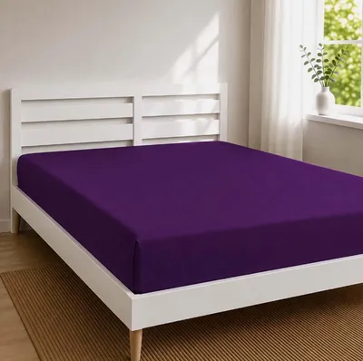Produktbild von Spannbettlaken 2er Set Jersey 100 % Baumwolle 135 g/m², für Matratzen bis 22 cm,90 x 200 cm,Aubergine