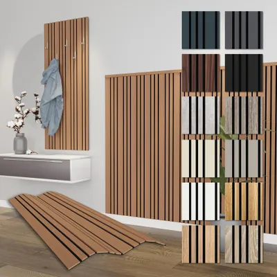 Produktbild von HEXIM Akustikpaneele 138,5x60cm Holz Mila - flexible Holzpaneele Platten Wandpaneele Wanddeko Wand Kombipaneel Wandverkleidung Schalldämmung Akustikfilz braun (0.83m² Teak)