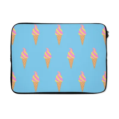Produktbild von MuchoWow® Laptop Hülle 14 ZollEiscreme - Muster - Blau Laptoptasche - Laptoptasche - Stoßsicher - Schutzhaube